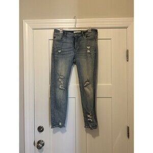 Kancan Women’s Size 11 / 29 Med Wash Distressed Estilo Jeans High Rise Tapered